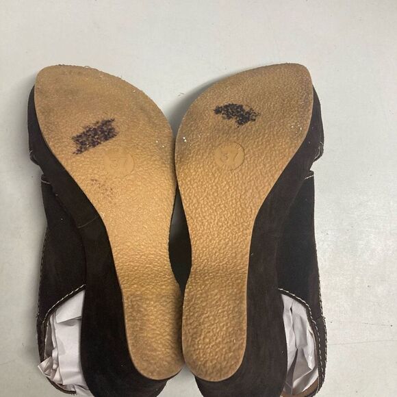 SUNDANCE Women’s Peep Toe Platform Wedge Sandal Suede Size 6.5/37 - Picture 8 of 10